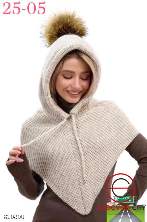 Женская шапка с натуральным помпоном - Bruno фото 4