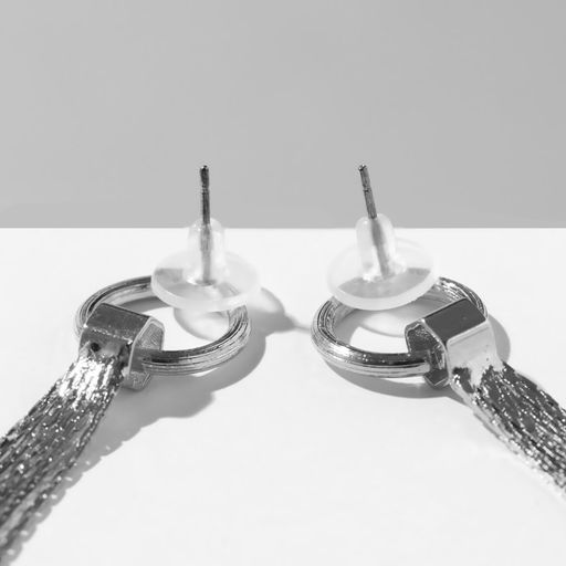 Серьги висячие Водопад кольцо, цвет серебро, 19,5см - Queen fair фото 3