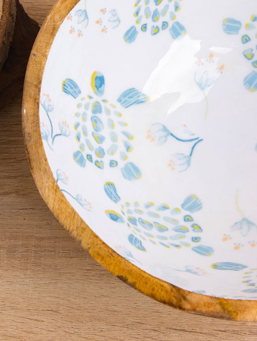 Салатник «Черепаха и цветы», 23×23×10.5 см, дерево манго