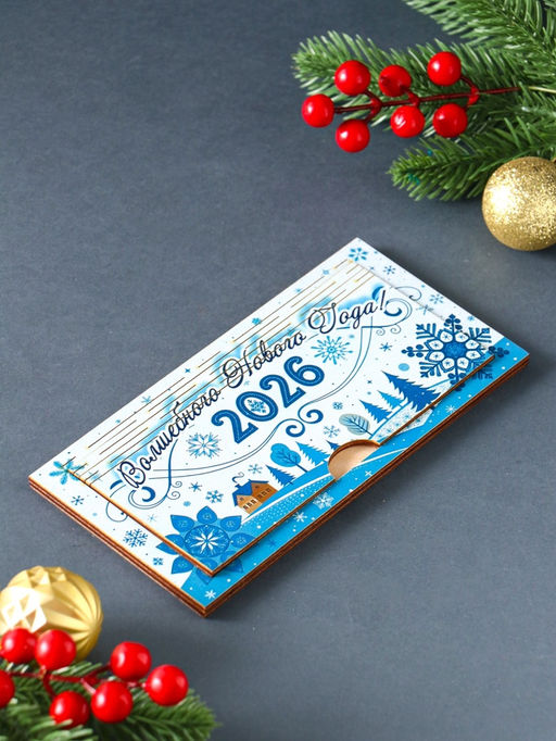 Купюрница подарочная, открытка С Новым Годом 2026, шкатулка для денег, карточек, сертификатов