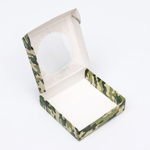 Цена за 3 шт. Коробка сборная с окном, Камуфляж, 11.5?11.5?3 см