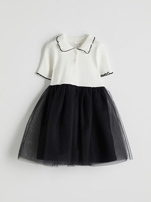 Polo Yaka T?ll? K?z ?ocuk Elbise