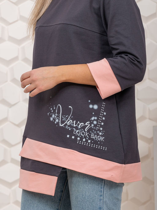 853 Туника "серый/пудра"