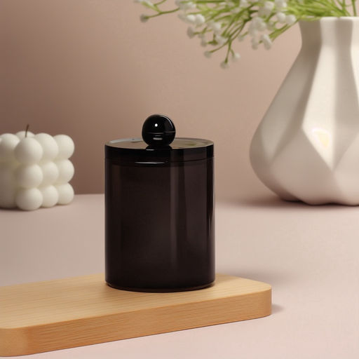 Органайзер для для ватных палочек, с крышкой, d=7×10.5 см, полупрозрачный, чёрный