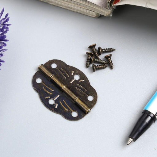 Цена за 3 шт. Петля для шкатулки металл фигурная, под бронзу, набор 6 шт., 1.9×2.8 см