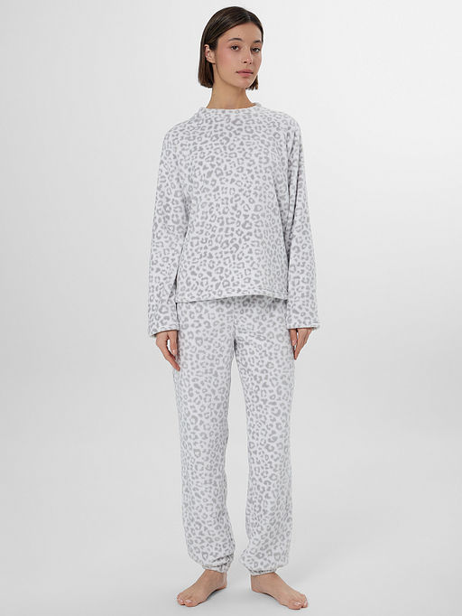 Комплект женский домашний белый с леопардовым принтом