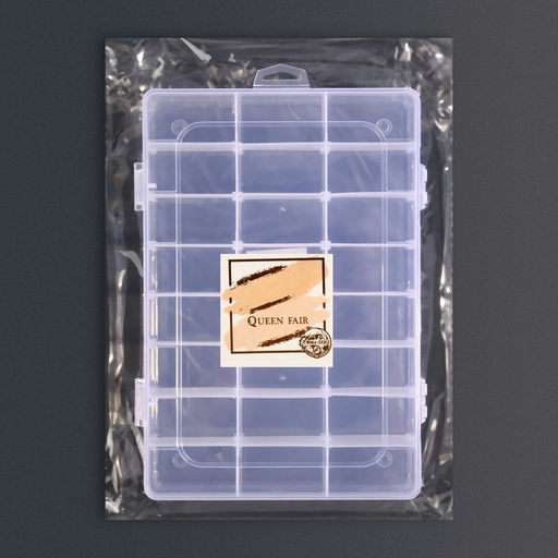 Органайзер для мелочей, передвижные ячейки, 24 ячейки, 19.5×13.3×3.5 см, прозрачный