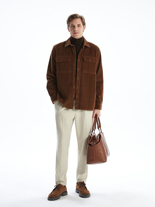 Rahat Kal?p Uzun Kollu Kadife Erkek Dokulu G?mlek