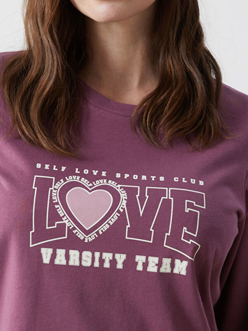 Bisiklet Yaka Bask?l? Kad?n Pijama Tak?m?