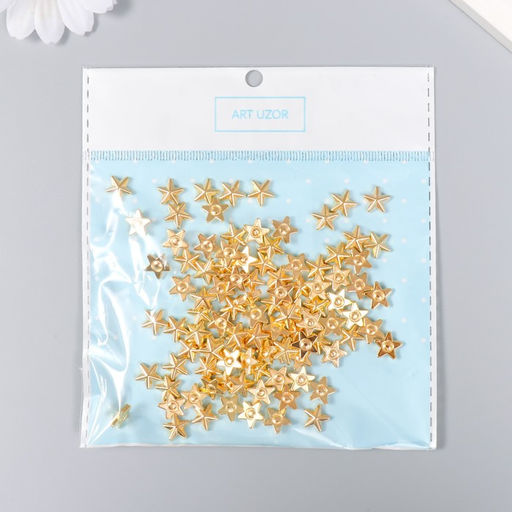 Декор для творчества пластик "Звёзды" золото набор 100 шт 1х1 см