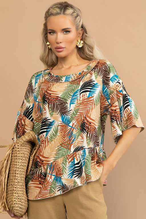 Туника Насладись моментом (листья/беж) - Эльза фото 3