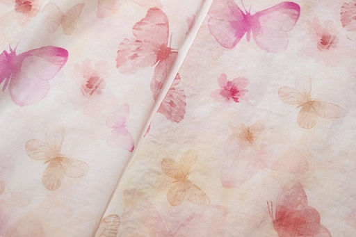 Вискоза с хлопком Акварельные бабочки, ш.1.45м, хл-70%, вискоза-30%, 85гр/м.кв - Купава фото 3