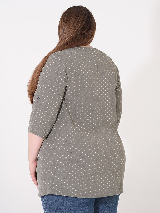 Туника в мелкий горошек больших размеров - Almond фото 3