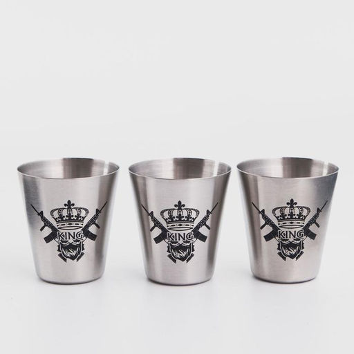 Стопки в чехле KING, нержавеющая сталь, набор 3 шт. ? 30 мл