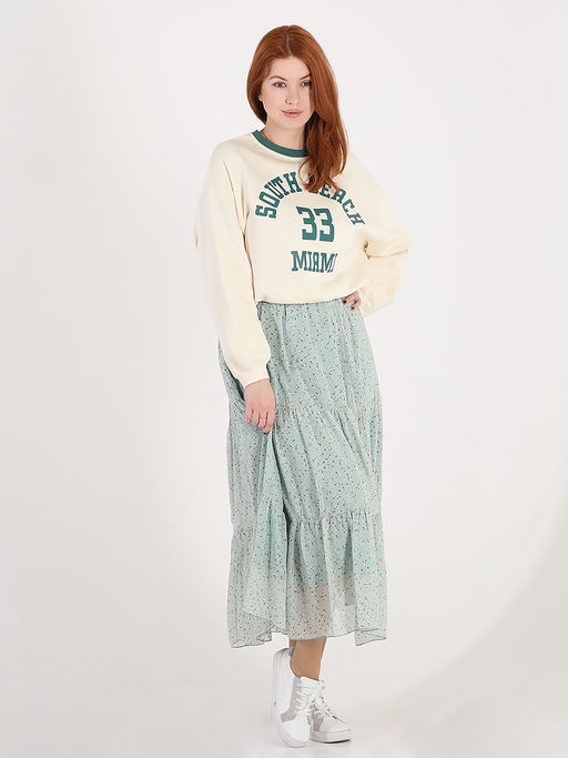 Юбка мятного цвета ярусная шифоновая