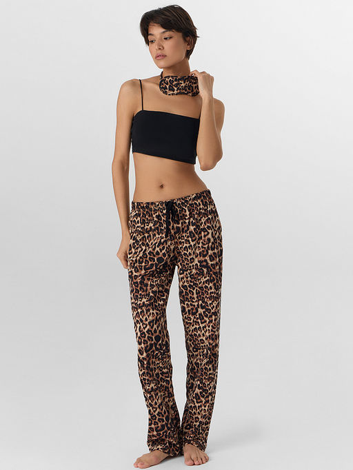 Брюки домашние женские с леопардовым принтом