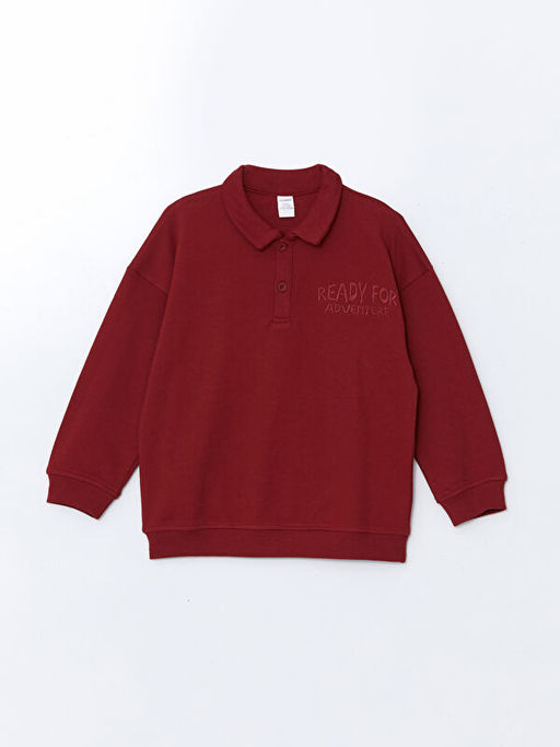 Polo Yaka Nak??l? Erkek ?ocuk Sweatshirt ve E?ofman Alt 2li Tak?m