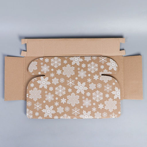 Цена за 2 шт. Коробка новогодняя складная «Снежинки», бурый, 27×21×9 см, Новый год