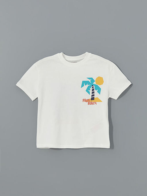 Bisiklet Yaka Bask?l? Erkek ?ocuk Ti??rt