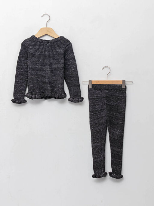 Bisiklet Yaka Uzun Kollu K?z Bebek Triko Kazak ve Pantolon 2li Tak?m - Waikiki фото 2