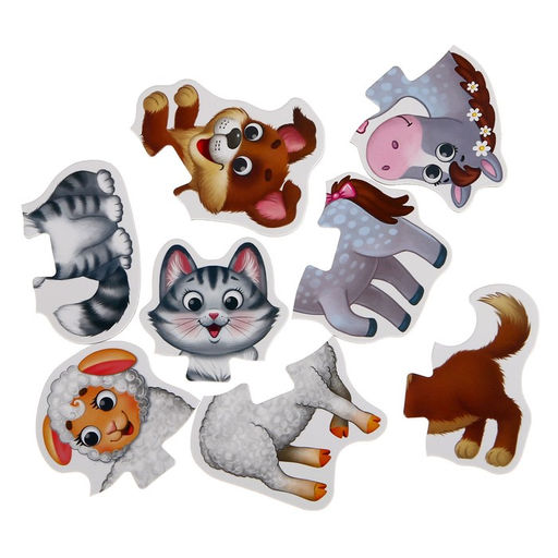 Цена за 4 шт. Макси - пазлы с глазками «Животные фермы», 4 пазла, 8 деталей