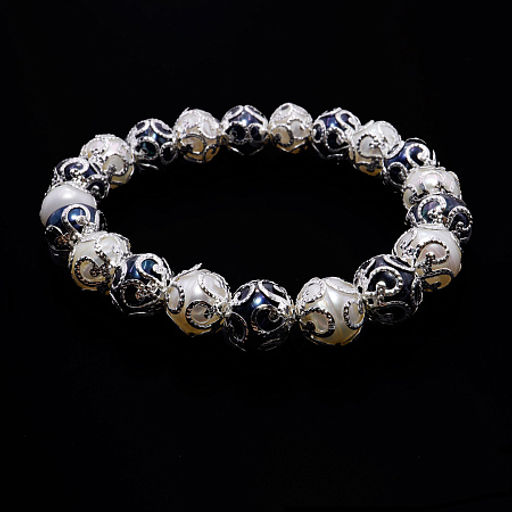 Браслет из белого и синего натурального морского жемчуга-оберег на процветания и счастья