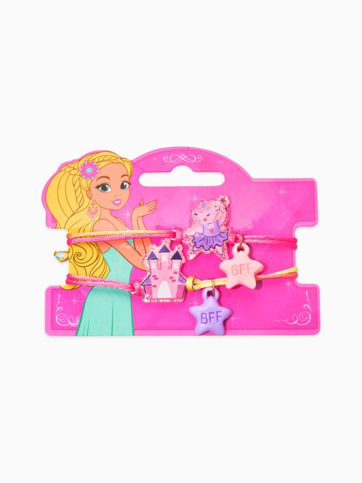 Цена за 2 шт. Браслеты детские парные «Выбражулька. Неразлучники. Замок и звезды», фиолетовый, розовый