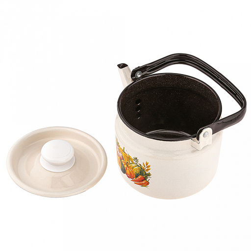 "Осенний карнавал" Чайник эмалированный 2л, металлическая крышка (Россия)