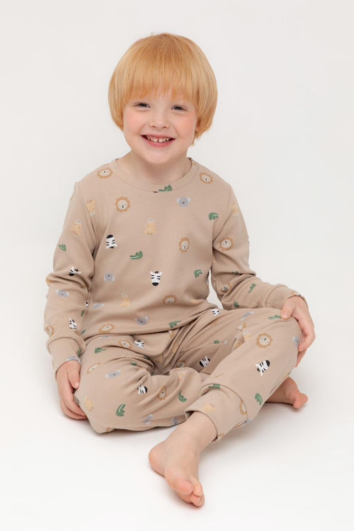 К 1552/темно-бежевый,зоопарк пижама д/дет яс