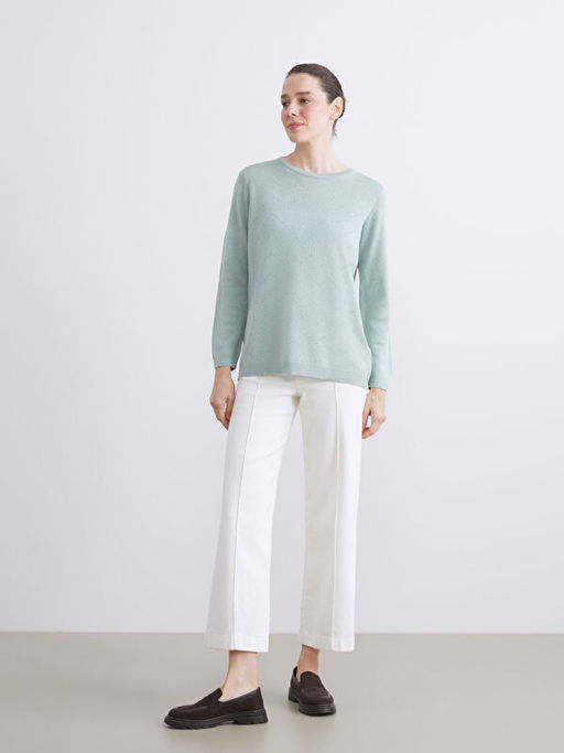 Bisiklet Yaka ?izgili Kad?n Triko Kazak