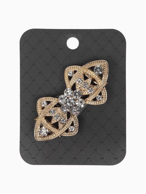 Зажим для кардигана "Ажур", лепестки, цвет белый в золоте