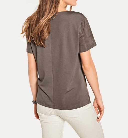 Блузка кожаная, темно-серая - No name фото 4