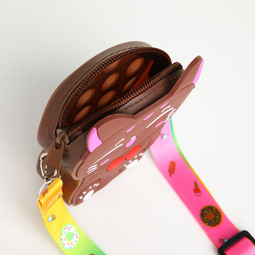 Сумка для девочки «Кошечка», поп ит, силиконовая, на молнии, коричневая