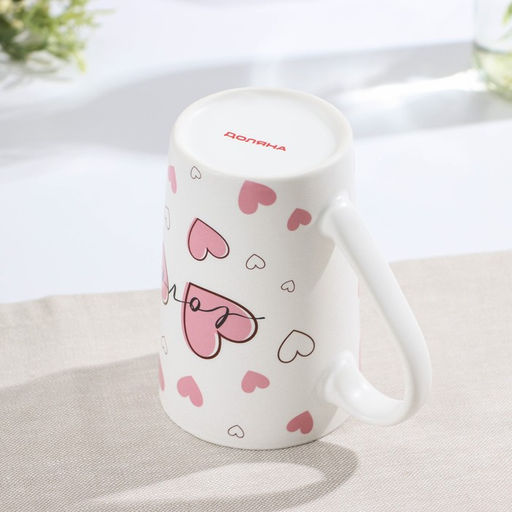 Кружка фарфоровая Доляна «Сердца», 380 мл