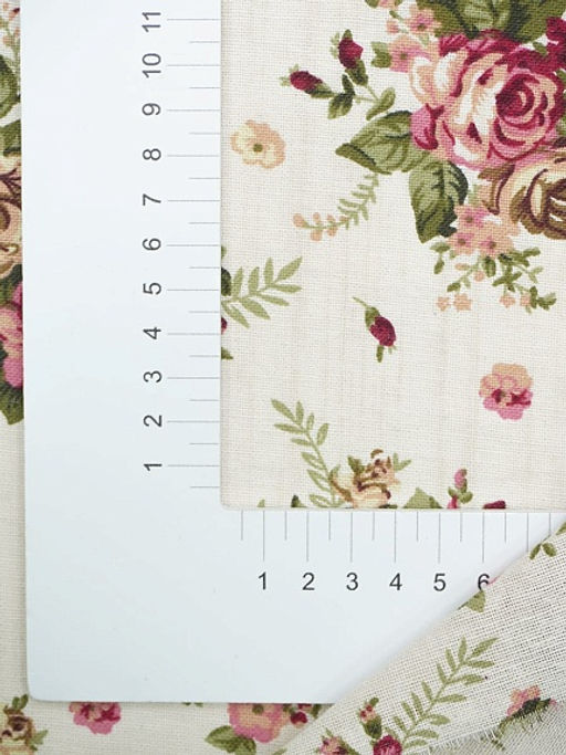 Хлопколен Чайная роза на суровом, СОРТ2, ш.1.5м, лен-20%, хлопок-80%, 125гр/м.кв - Купава фото 3