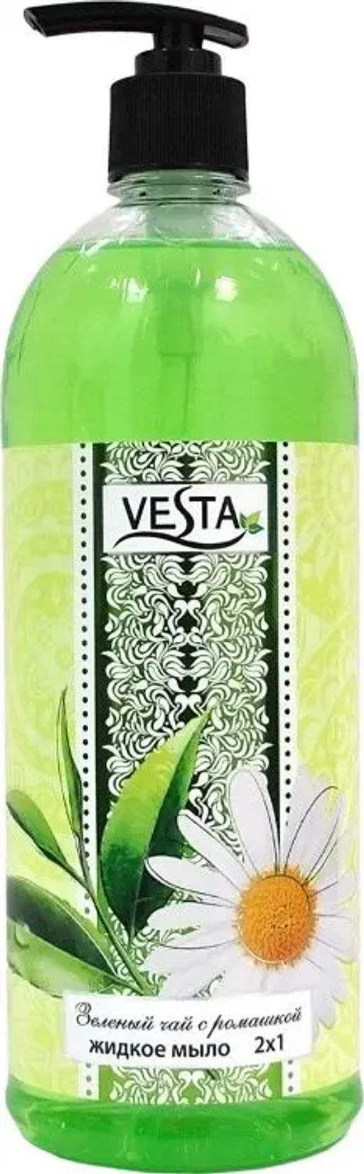 Vesta Мыло жидк.2х1 (Дозатор-1л) Зел.Чай с Ромашкой. 10