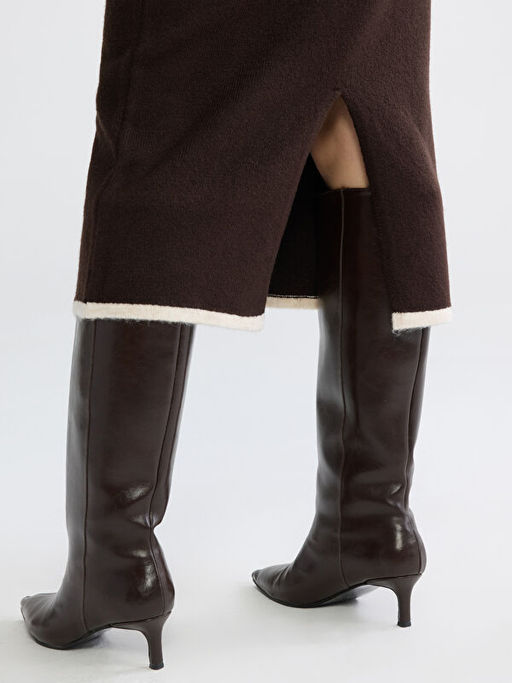 Beli Lastikli Y?rtma?l? Triko Kalem Etek