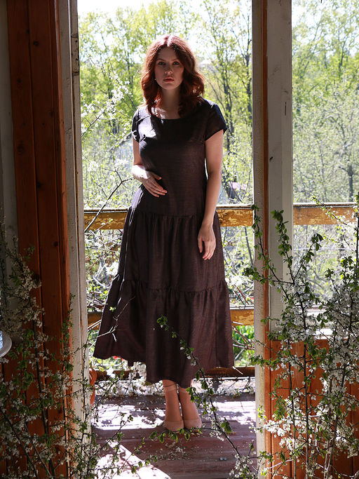 Платье длинное летнее с воланами