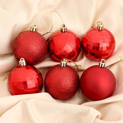 Ёлочные игрушки Томирис, шары новогодние, набор d=6 см, 20 шт., красный