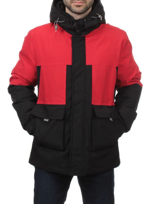 8875 BLACK RED Куртка мужская зимняя облегченная (130 гр. холлофайбер)