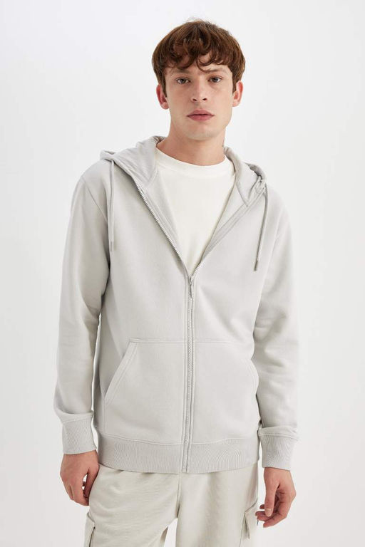 Кардиган-толстовка с капюшоном и мягкой подкладкой стандартного кроя - Defacto фото 4