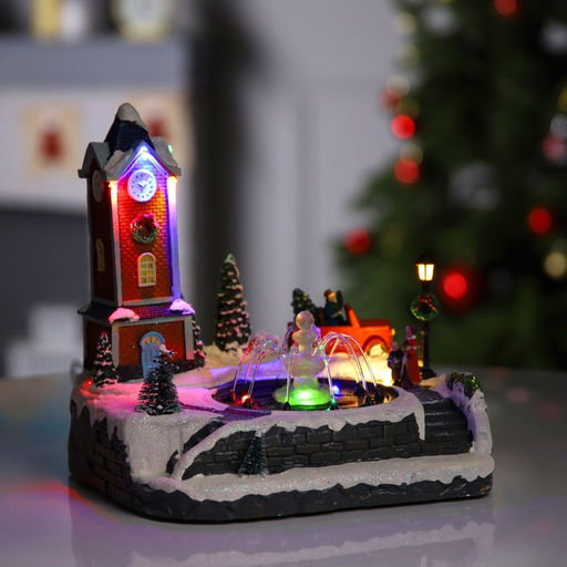 Светодиодная фигура «Ратуша» 25.5×25.5×21 см, полистоун, от батареек АА×3, USB, свечение мульти