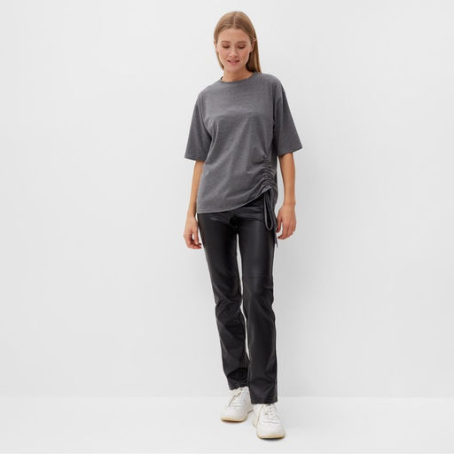 Футболка с кулиской женская MINAKU REGULAR FIT, серая, размер 42