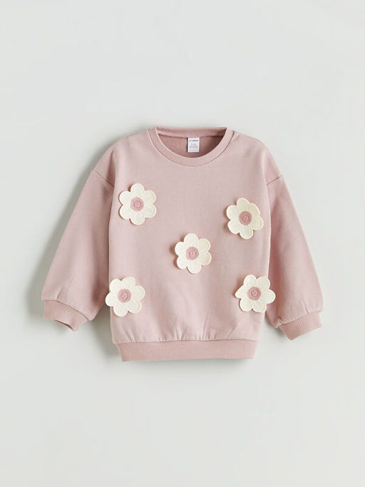 ?i?ek Desenli K?z ?ocuk Sweatshirt