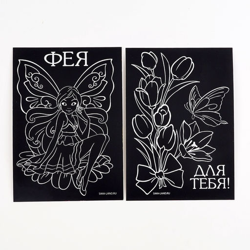 Цена за 3 шт. Гравюра детская «Фея», набор 2 шт., 10х15 см