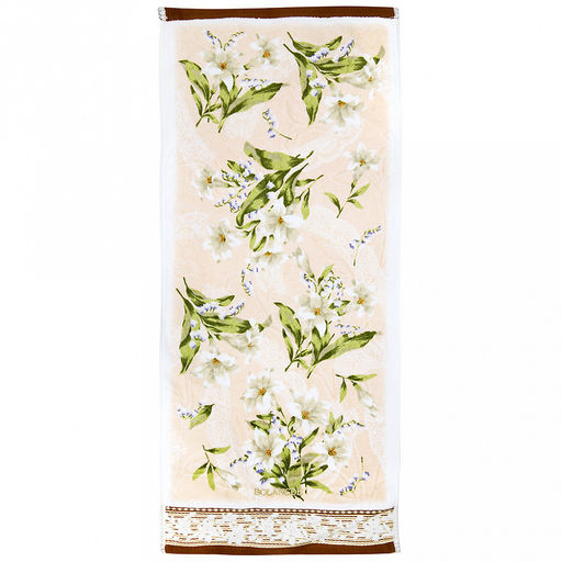 "Япония-2012" Полотенце махровое 34х78см, плотность 300гр/м2, 100% хлопок, Ландыш, бежевый, Bolangde (Китай)