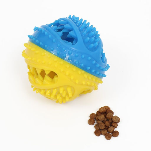 Шар под лакомства рельефный, TPR, 7 см, жёлто-голубой - Пижон фото 3