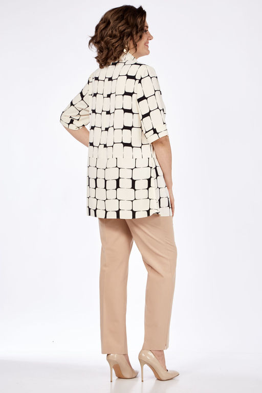 Блуза Элль стиль 2279а бежевый/принт геометрия  фото 3