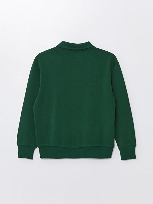 Polo Yaka Bask?l? Uzun Kollu Erkek ?ocuk Sweatshirt - Waikiki фото 3