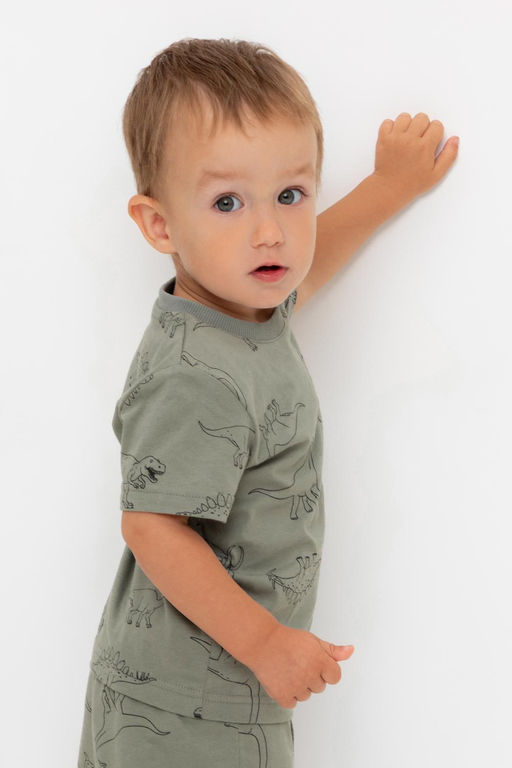 Crockid _ КР 302374/зеленый чай,динозавры к552 фуфайка (футболка) д/мал яс  фото 4